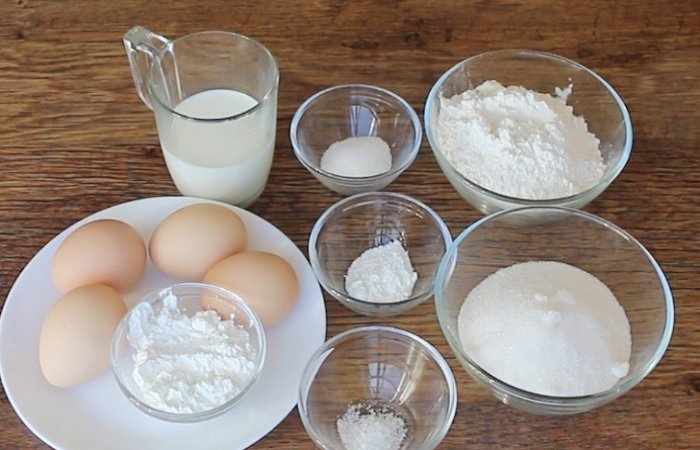 Классический пышный ореховый бисквит на молоке, ингредиенты для рецепта, фото